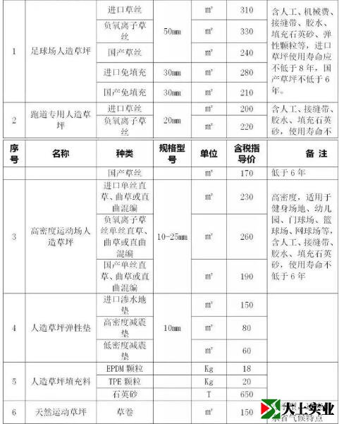 人造草坪運動場地指導價