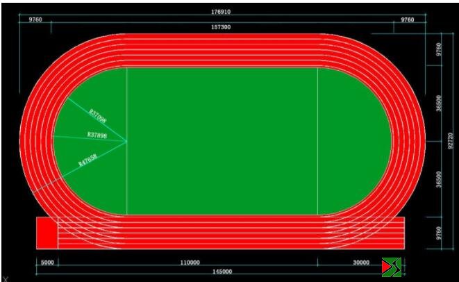 400米塑膠跑道尺寸